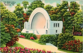Vtg Linen Postcard - Reading Pennsylvania PA Band Shell City Park - £3.05 GBP