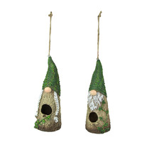 Set of 2 Resin Garden Gnome Hanging Bird House Outdoor Patio Home Garden Decor - £29.20 GBP