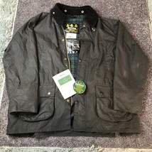 Barbour Field Jacket Bedale Size 44 Waxed Cotton Tartan Plaid Black w/ W... - $188.99