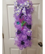 Hummingbird Themed Handmade Purple Deco Mesh Swag Wreath 29 in x 10 - £33.04 GBP