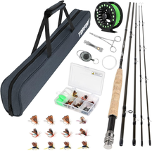 Fly Fishing Rod Reel Combo Starter Kit 4-Piece Graphite Rod w/ Reel &amp; Bag - $97.49