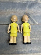 2 Vintage Little Tikes Dollhouse MOM mother Adult Figure yellow shirt &amp; ... - $13.86