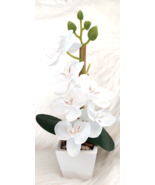 White Artificial Orchid Houseplant in Glass Planter Pot - $12.99