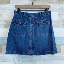 GAP Vintage 90s Rigid Denim Button Front Cargo Skirt Med Wash Utility Wo... - $39.59