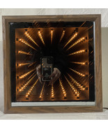 Vintage Infinity Mirror Square Wood Frame Korex Magic Vision Model D-707... - £70.45 GBP