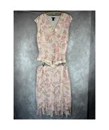 Vtg 100% Silk Floral 2 Piece Set XL Pink Layered Sequin Top Midi Skirt F... - $48.51