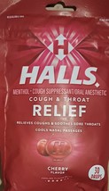 Halls Cherry Flavor Cough &amp; Throat Relief Menthol Oral Anesthetic 8 bags - £32.20 GBP