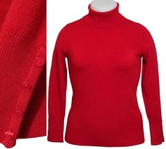 JM Collection New Red Amore Turtleneck Cozy Yarn Petite Women Sweater (PM)  - £15.59 GBP