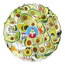 50 Pcs Handmade Cute Cartoon Avocado Fruit Stickers - DIY Funny Waterproof Scrap - £7.86 GBP