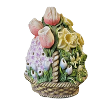 Retired Large Partylite Floral Bouquet Basket Tealight Holder Tulip Garden - $14.54