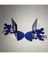 Set of 2 Michael Graves Mickey Mouse Bookends Blue Metal Cutout Silhouette - £21.62 GBP