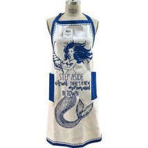 Mermaid Step Aside Ariel Cotton Apron  NWT Navy Blue &amp; White - £33.22 GBP