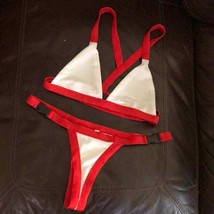 Red &amp; white bikini heavy spandex swimsuit - £24.49 GBP