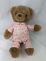 FAO Schwarz Brown Bear Plush 12 Inch Pink Gold Star Pajamas Stuffed Animal Toy - $17.95