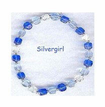 Sapphire Light Blue AB Czech Cube Bead Bracelet Bunch - £7.04 GBP