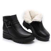 Fashion Winter Women Genuine Leather Ankle Boots Female Thick Plush Warm Snow Bo - £55.36 GBP