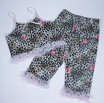 LAURA DARE GIRLS SIZE 7 PAJAMAS 2 PIECE SET PJ'S LEOPARD PRINT PINK RUFF... - $9.89