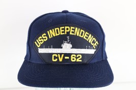 Vintage 90s Military Spell Out USS Independence CV-62 Naval Ship Snapbac... - $34.60