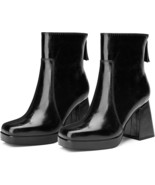 Trary Womens Platform Ankle Gogo Boots 3.5&quot; High Chunky Heels Square Toe... - $777.29 MXN