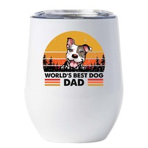 World&#39;s Best Pit bull Dog Dad Wine Tumbler 12oz White Cup Gift For Dog Pet Lover - £18.44 GBP