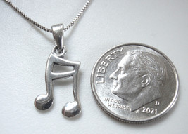 Very Small Musical Note 925 Sterling Silver Necklace - £7.20 GBP