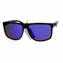KUSH Square Sunglasses Mens Classic Black Shades Mirror Lens UV 400 - £15.51 GBP