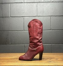Vintage Etienne Aigner Red Leather Mid Calf Boots Women’s Sz 8 N - £46.99 GBP