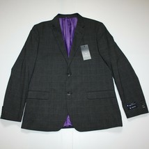 Ben Sherman Men&#39;s Stretch Gray Windowpane Plaid Suit Separates Jacket sz 44R NWT - £95.69 GBP