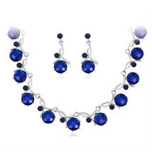 Blue Crystal &amp; Cubic Zirconia Station Necklace &amp; Drop Earrings - $19.99