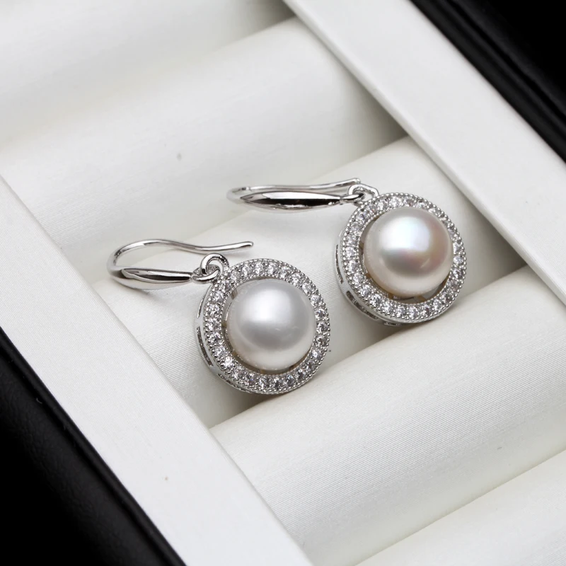 Real White Natural Freshwater Pearl Earrings For Women,925 Sterling Silver - £10.31 GBP