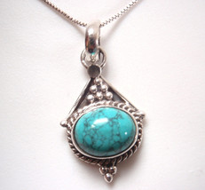 Simulated Turquoise 925 Sterling Silver Pendant you will receive the exact item - £70.88 GBP
