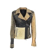 Custom Made Women&#39;s PHILIPP PLEIN Multicolor Full Golden Studded Leather... - £243.84 GBP
