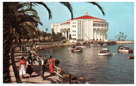 Casino Way Overlooking Harbor Avalon Catalina Island California Boats Postcard - £5.17 GBP