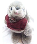 VINTAGE Russ GRAY BENTLEY BUNNY IN SWEATER &amp; BOWTIE 14&quot; Plush STUFFED AN... - $565.42 MXN