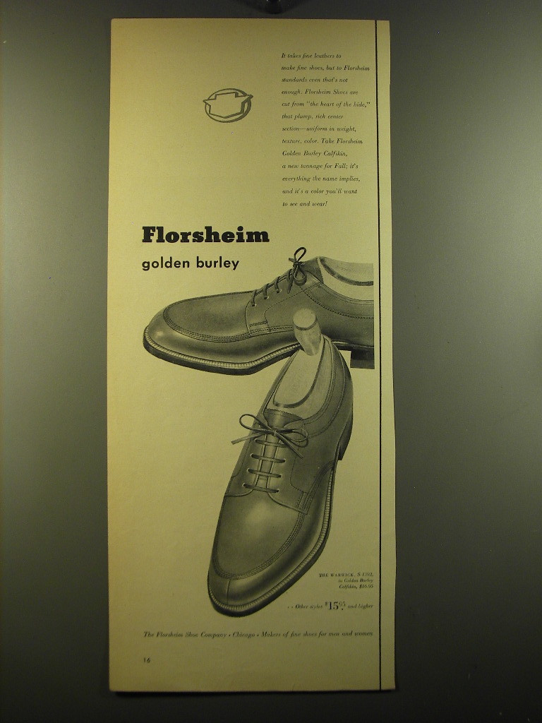 1950 Florsheim Advertisement - The Warwick S-1392 Shoes - $18.49