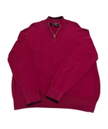 Dockers Men’s XL Quarter Zip Sweater Red Cotton Blend Pullover Casual Knit Y2K - $28.00