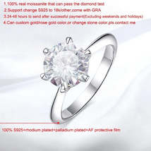 Smyoue GRA Certified 1-5CT Moissanite Ring VVS1 Lab Diamond Solitaire Ring for W - $22.00+