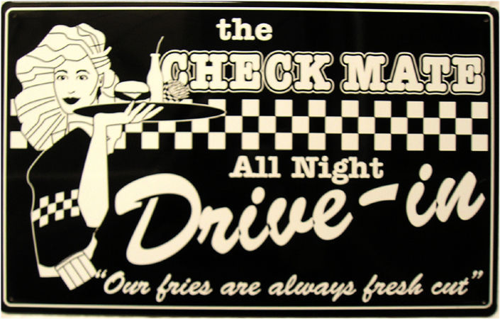 Rustic/Vintage Checkmate Drive-In Diner Restaurant Advertisement Metal ...