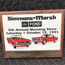 vintage 1991 2nd place Mustang 5th Annual  Car Show Classic Auto Wall Plaque - £2.72 GBP