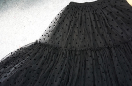 Black Tulle Midi Skirt Outfit Women Custom Plus Size Polka Dot Tulle Skirt image 7