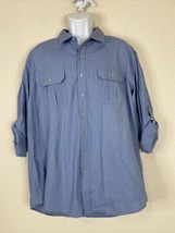 NWT Apt 9 Men Size XL Blue Micro Weave Pattern Button Up Shirt Roll Tab - £8.43 GBP