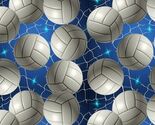 Cotton Volleyball Sparkle Volleyballs Allover Nets Fabric Print by Yard ... - $12.95