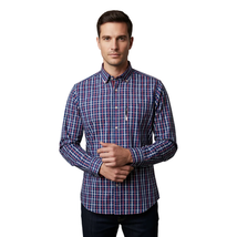 Men Oscar Banks Turkey Shirt All Egyptian Cotton Wrinkle less 5844-08 navy red image 3