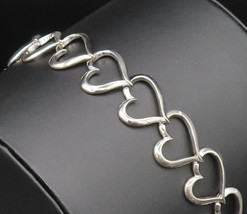 925 Silver - Vintage Genuine Diamonds Accent Open Love Heart Bracelet - ... - $136.76