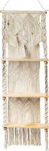 Livalaya Macrame Wall Hanging 3-Tier Floating Wall Shelves For, Us Brand - £55.86 GBP