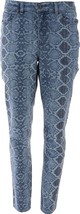 DG2 Diane Gilman Navy Snake Print Skinny Denim Jeans Size 2P NWT - £46.62 GBP