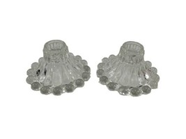 Vintage Clear Glass Boopie Bubble Taper Candlestick Candle Holders Set of 2 - £10.22 GBP