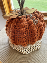 Berry Bobbled Crocheted Pumpkin, Large Burnt Pumpkin - £11.85 GBP