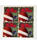 &quot;Ole Miss Football&quot; Ceramic Coasters with Cork Bottom Set of 4 - £10.16 GBP