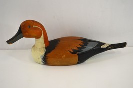 Vintage Wooden Duck Decoy Hand Painted Glass Eyes Repaired Beak - $28.84